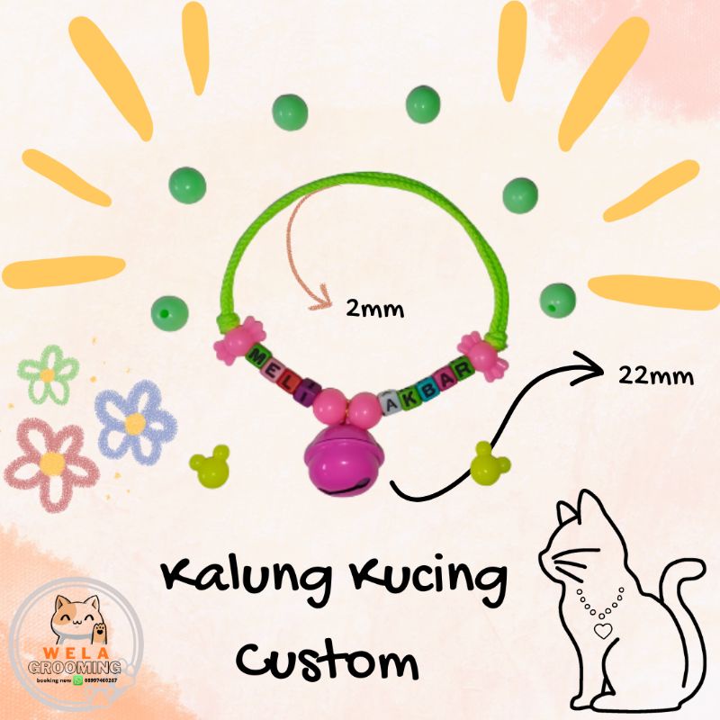 Kalung kucing anjing custom/ kalung kucing tali prusik/ kalung kucing nama/ kalung anjing nama