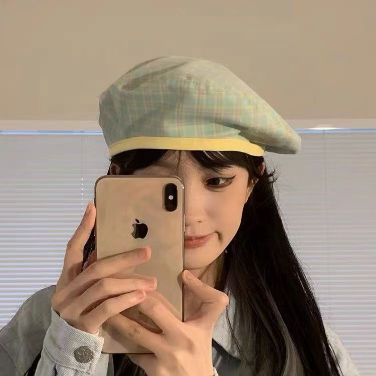 Topi Baret Model Dua Sisi Motif Tulisan Gaya Korea Untuk Wanita