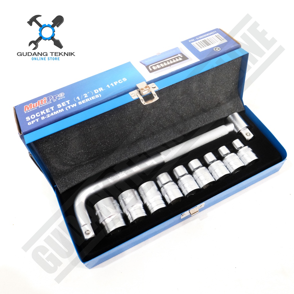 Kunci Shock 1/2&quot; Set 8-22mm 11pcs MULTIPRO 6PT 0-06050634011 / Socket Wrench 1/2 Inch 11 Pcs - Kunci Sok MULTIPRO