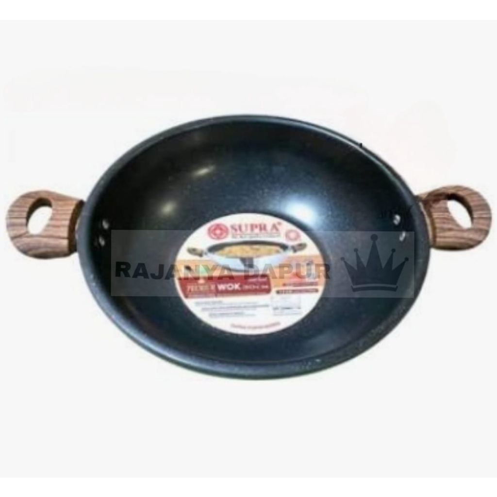 WOK STAINLESS 30/32 PREMIUM WOODEN - WAJAN INDUKSI 30 CM -  WOK INDUKSI SUPRA 30 CM - WOK STAINLESS 