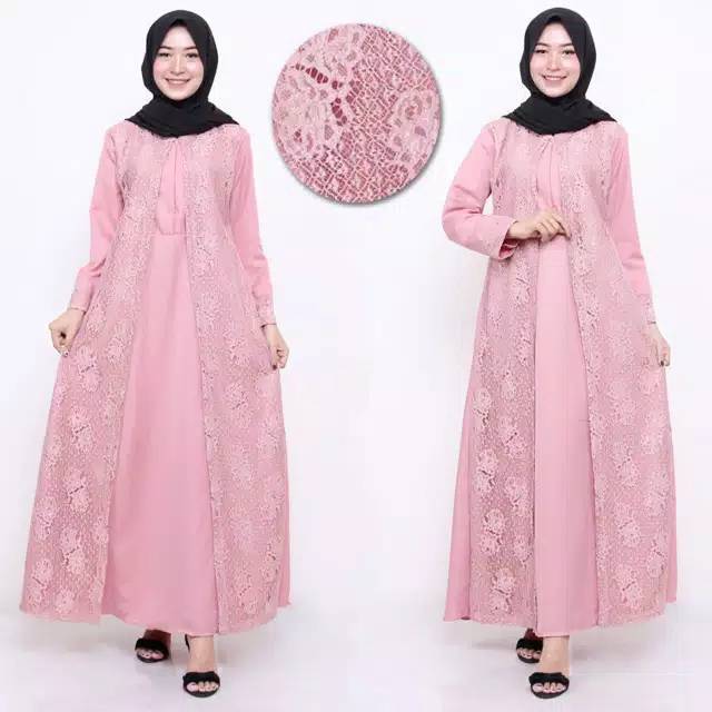 GAMIS HENA BROKAT KEBAYA DRESS MOSCREPE PREMIUM