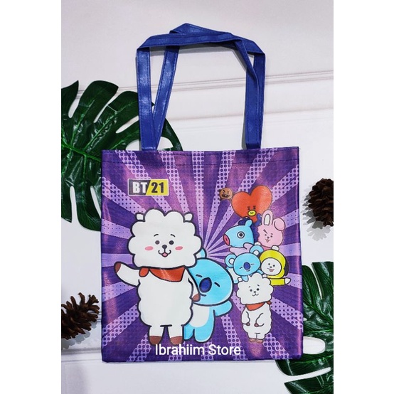 (ISI 12 PCS) TAS ANAK PEREMPUAN BTS BT21 / TAS ANAK KARAKTER / TAS NGAJI / TAS MENGAJI ANAK