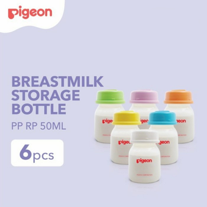 PIGEON 6Pcs Breastmilk Storage Bottle 50ml Botol Simpan ASI Plastik PP