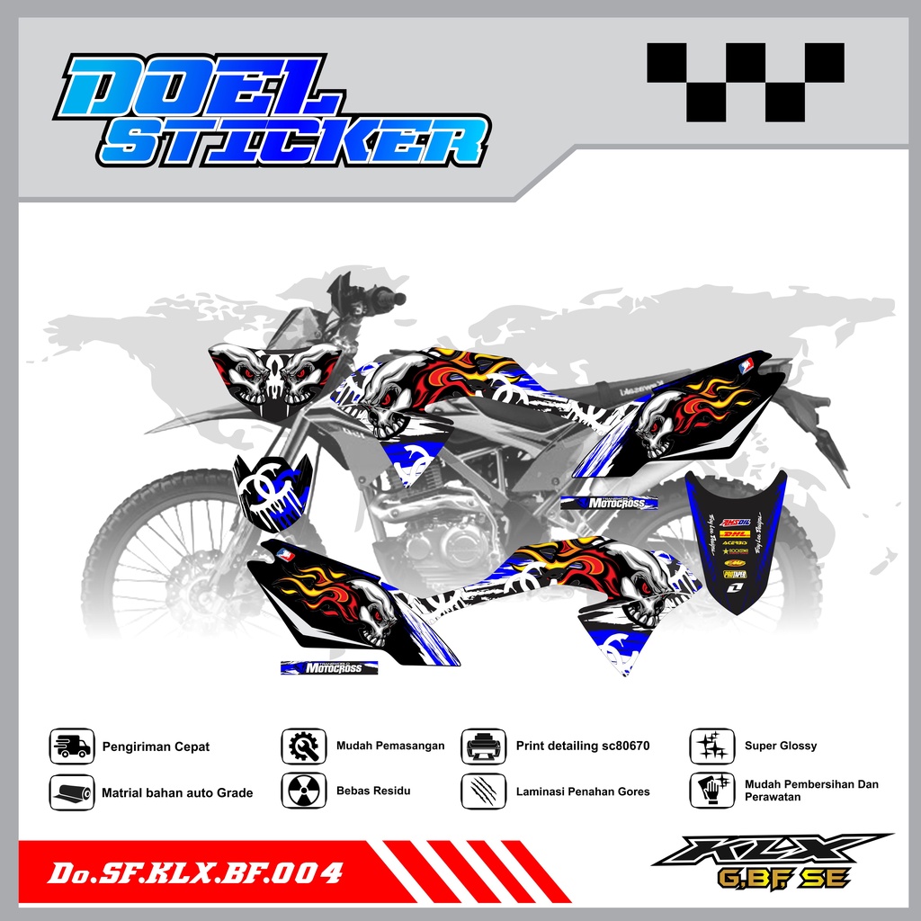 Sticker Striping Honda KLX 150 G , BF , SE Lama List Variasi Hologram , Crome Doel 004