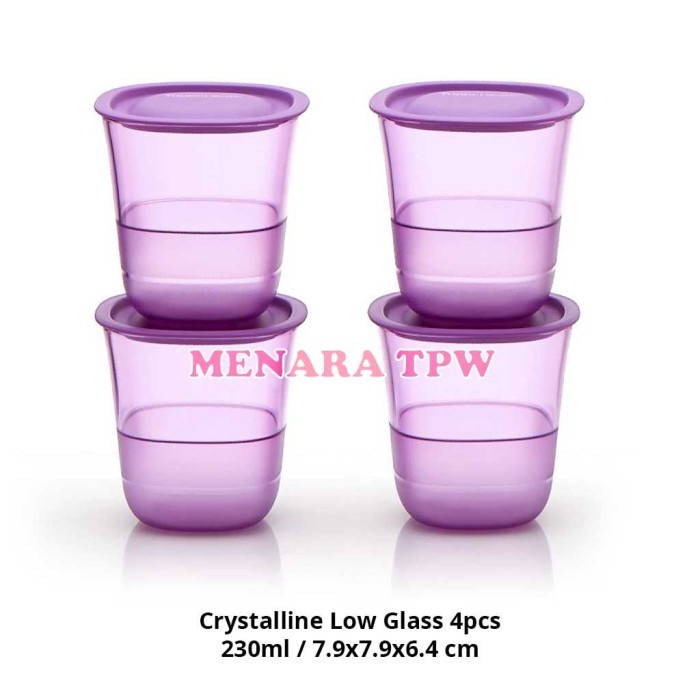 [ PROMO TUPPY TERBATAS ] TUPPERWARE Crystalline Low Glass 4pcs Gelas Kristal TERMURAH