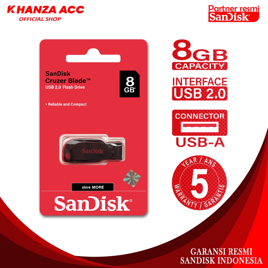 KHANZAACC FLASHDISK SANDISK CRUZER BLADE 8GB