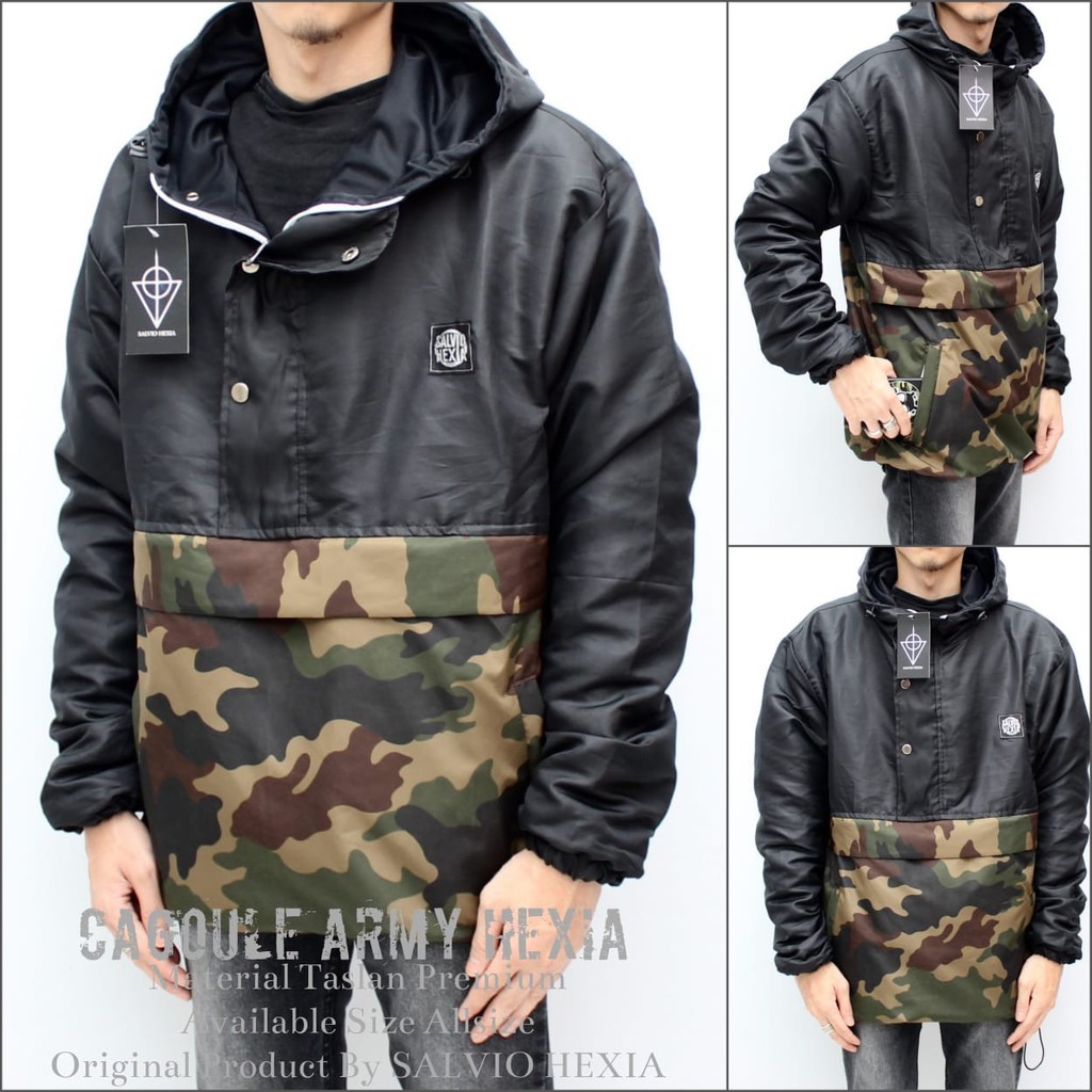 Jaket Parka Tracker Waterproof - Jaket Cagoule Camo Army Salvio Hexia