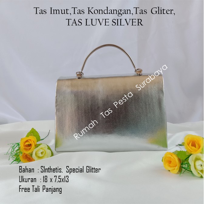 Tas Imut,Tas Kondangan,Tas Gliter,TAS LUVE SILVER