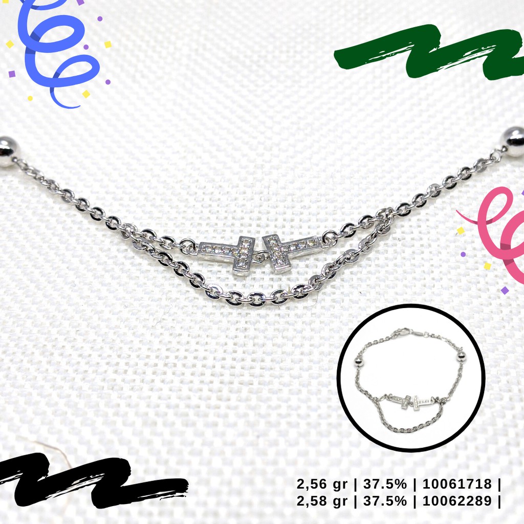 GELANG EMAS PUTIH RANTAI CAPELO T KADAR 375 ASLI