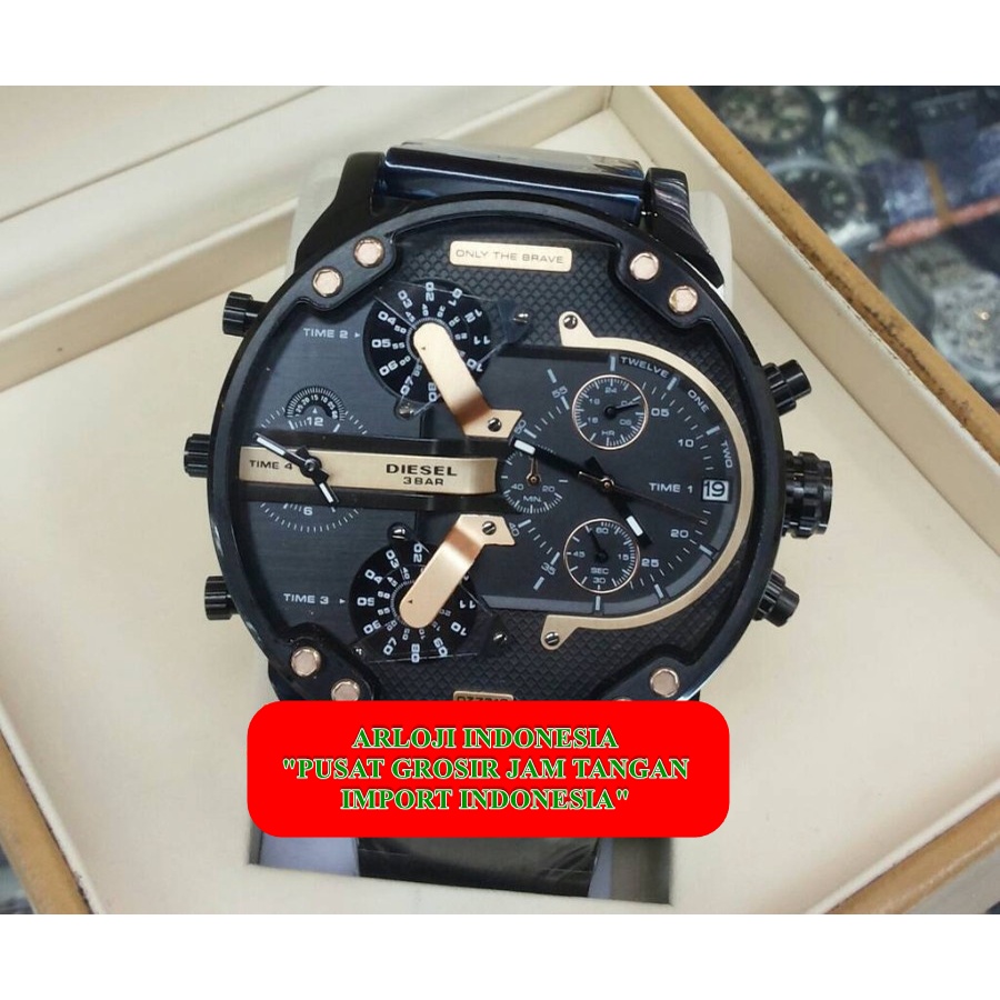 Best Seller Jam Diezel Dz-7312 Fourtime Black Deal Ros Garansi 1th