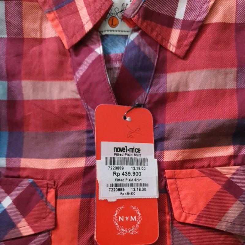 NOVEL MICE KEMEJA TARTAN MERAH (NEW WITH TAG)