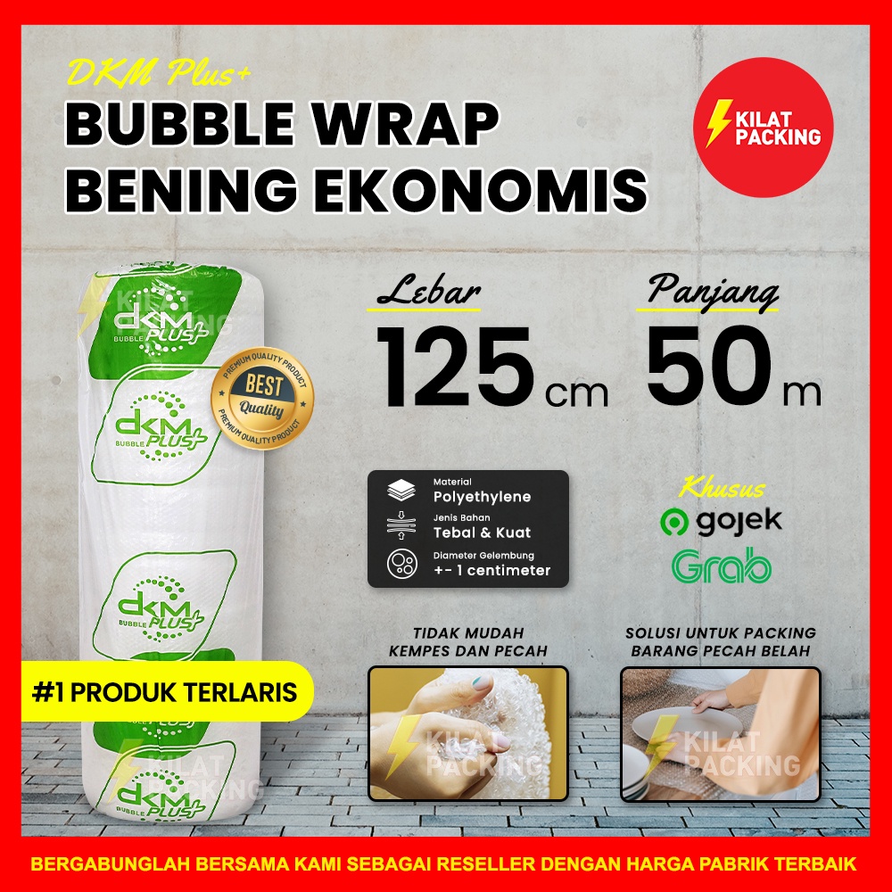 

Bubble Wrap BENING HIJAU Kualitas Bagus (Gosend/Grab) 125 CM x 50 M PER ROLL