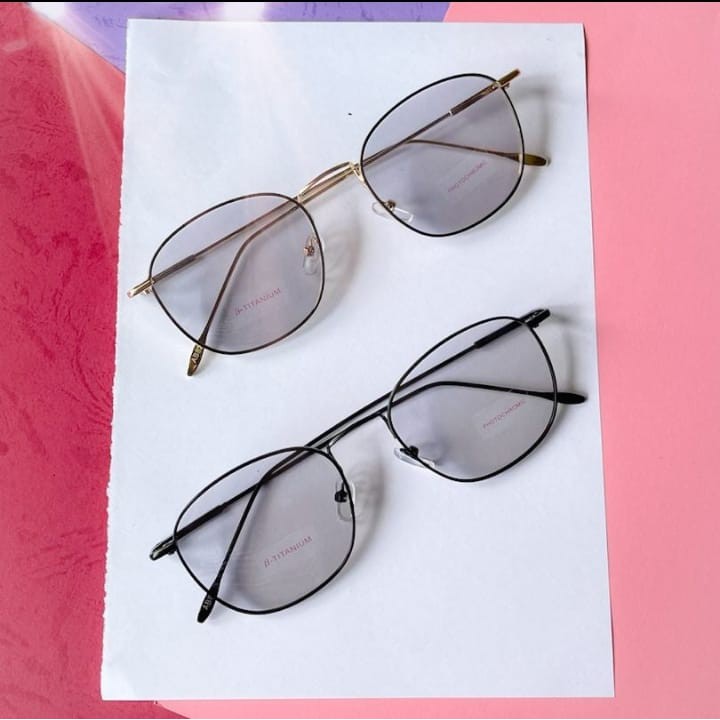 FREE BOX DAN LAP PHOTOCROMIC BERUBAH WARNA FRAME TITANIUM KOREAN STYLE WANITA