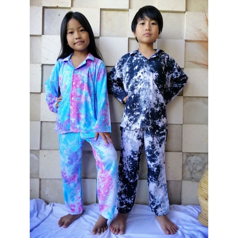 Set Pajamas Anak Tie Dye Lengan Panjang Rayon Adem dan Lembut Best Seller / PIYAMA ANAK /  TIE DYE