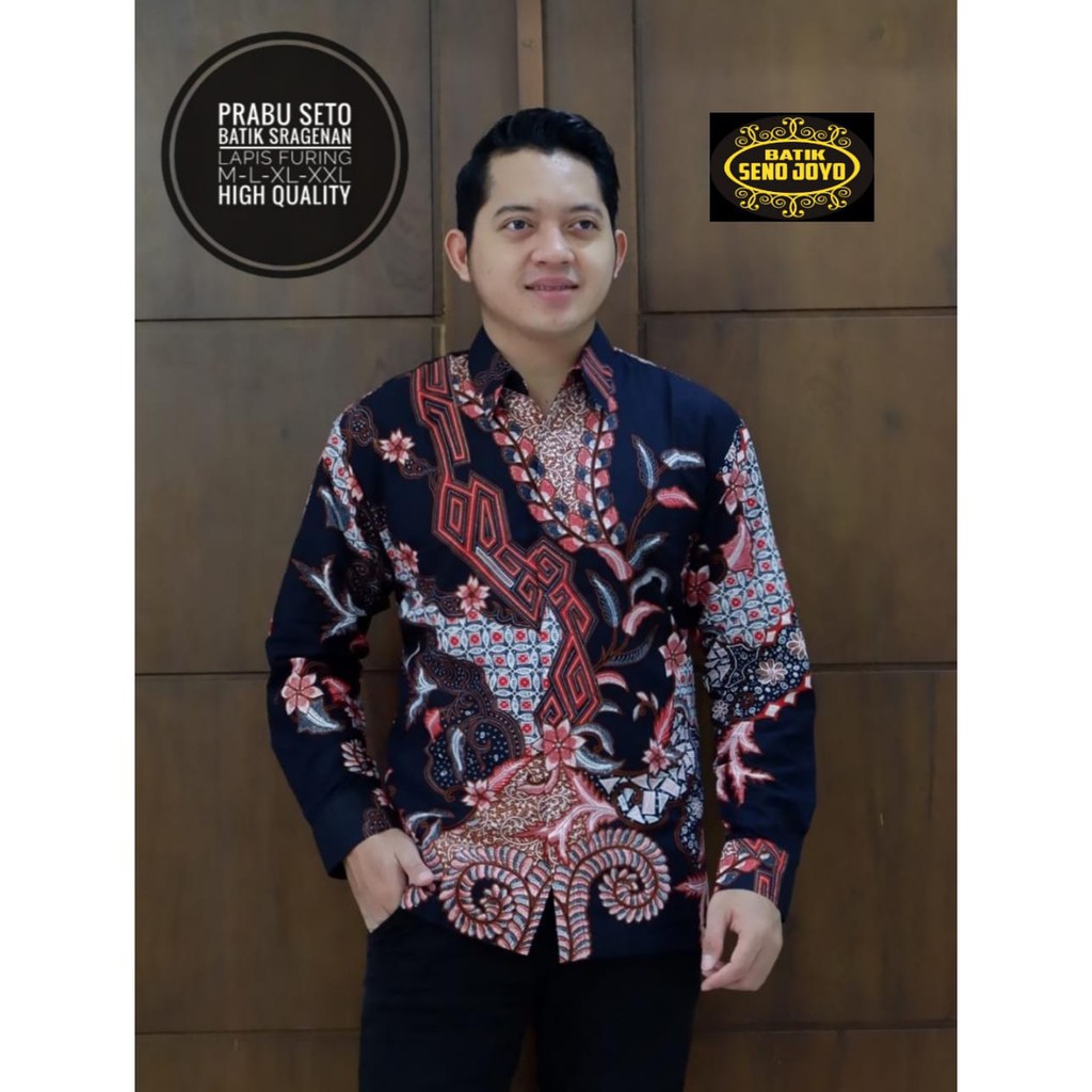 Kemeja Batik PREMIUM TERBARU Batik Panjang Warna Hitam Batik Pria Bahan Katun Lapis Furing Seto