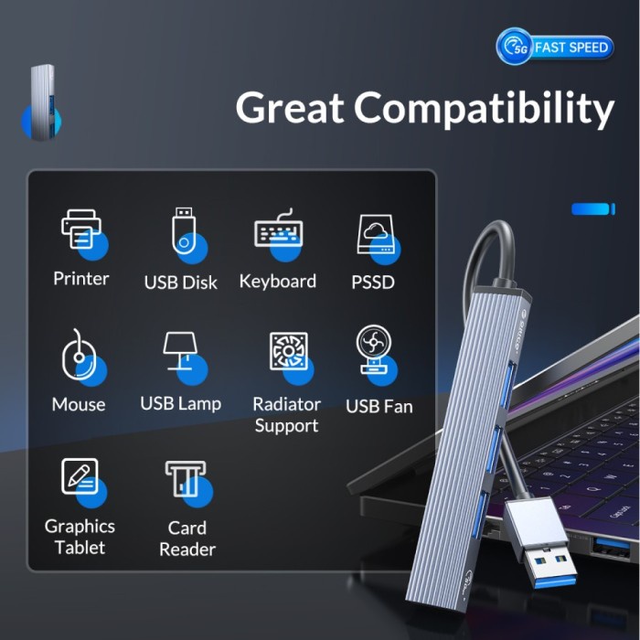 ORICO USB3.0 HUB 3 Ports TF Memory 5Gbps - AH-A12F