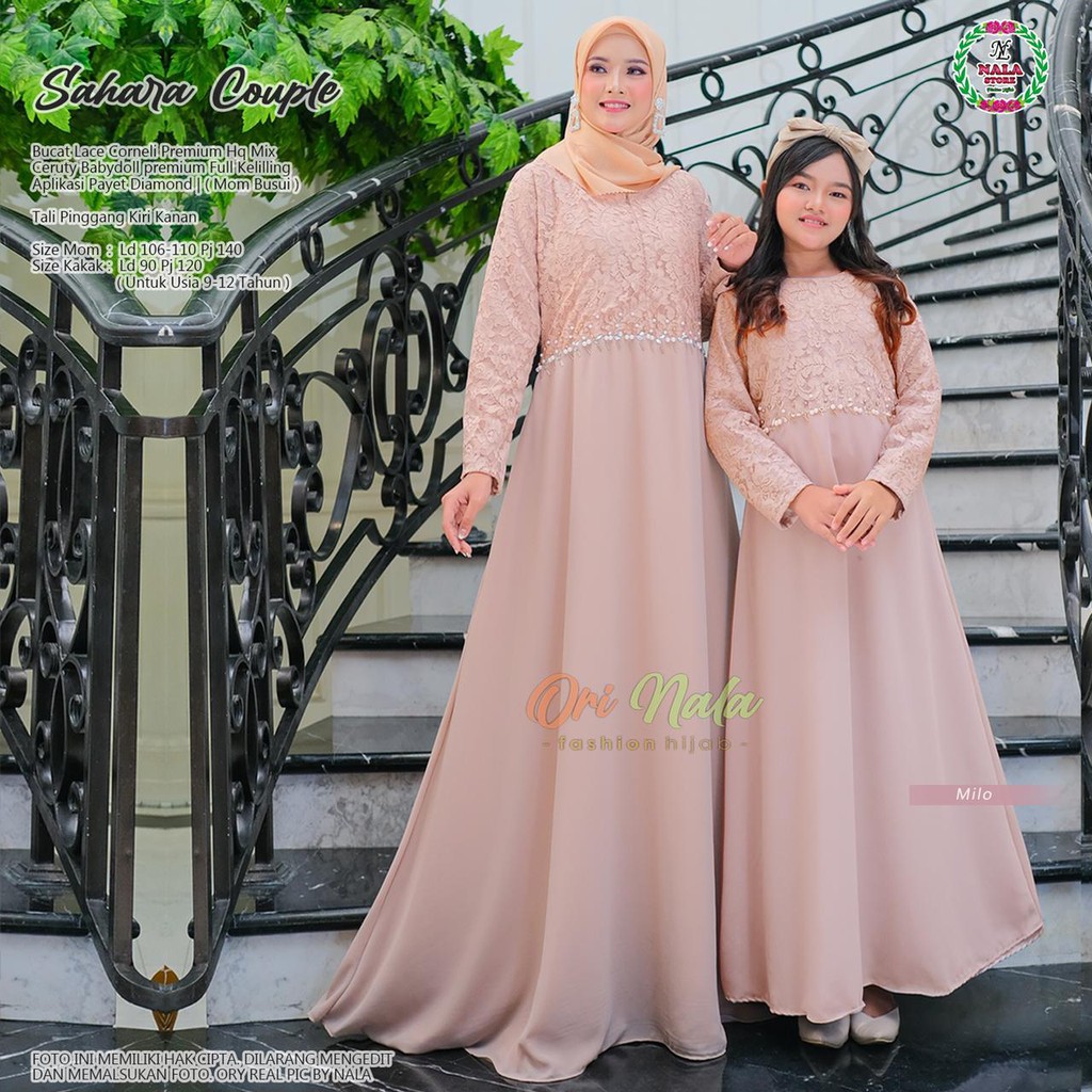 RHS ~ sahara gown gamis couple brukat mom kids ibu dan anak ori solo by nala hijab