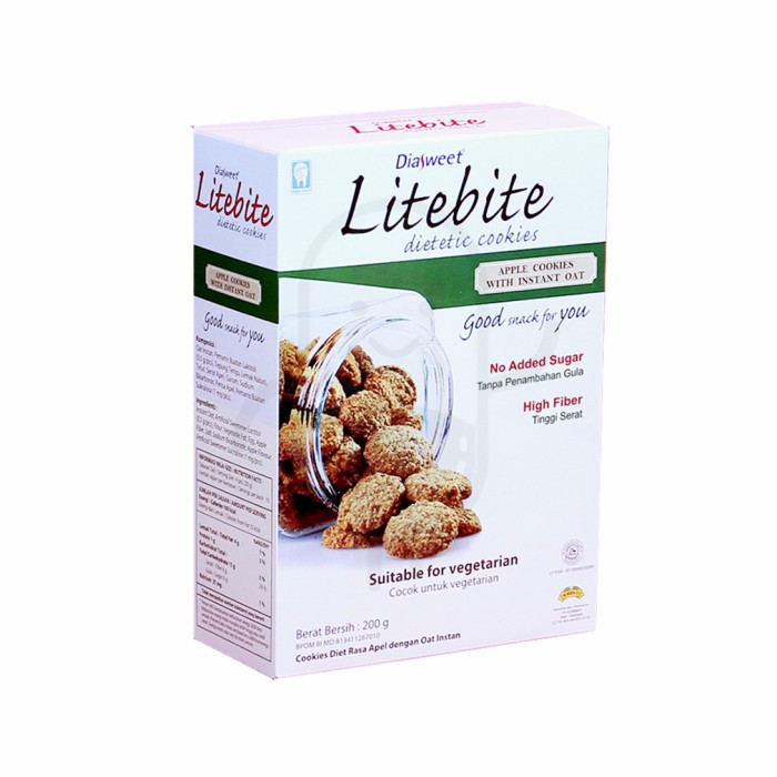 

DIASWEET LITEBITE Biskuit Apel 180 Gram | Diabetic Friendly Bebas Gula