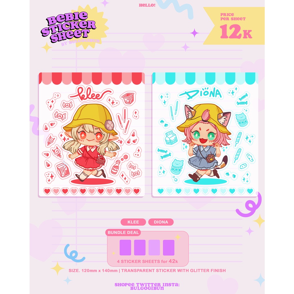 

GENSHIN IMPACT BABIE STICKER SHEET by bulgogibun