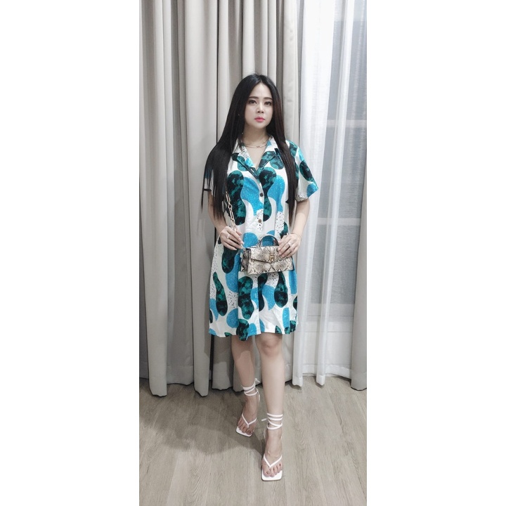 EVA THALIAR HOMEY DRESS PIYAMA BERKERAH I BAJU TIDUR I FIT L - XXL I FIT LD 110 - 130 I BAHAN KATUN RAYON