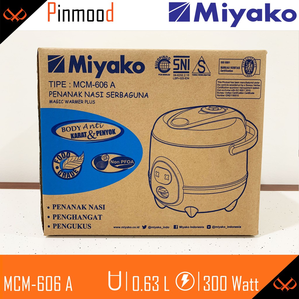 MIYAKO MAGIC COM // RICE COOKER MCM-606 A / B [ 0.63 LITER ] PENANAK NASI ANTI PENYOT MINI KECIL