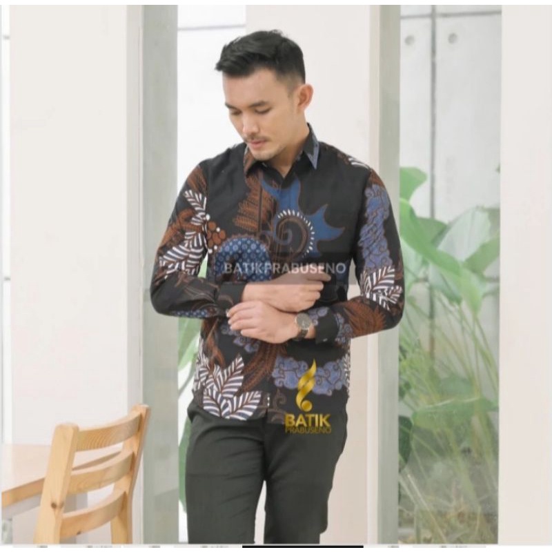 KRMEJA BATIK MOTIF ABISATYA ASLI BATIK PRABUSENO BAHAN KATUN PRINTING SIZE SLIMFIT ATASAN BATIK LENG