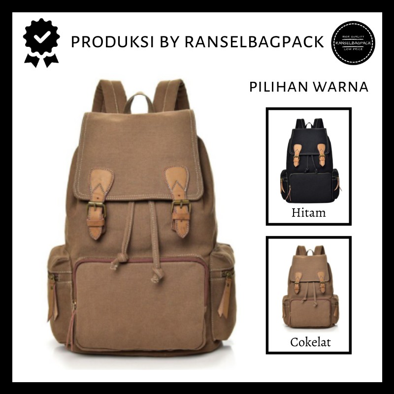 Tas Ransel Backpack Kanvas Laptop 14 Inch Terbaru Impor Murah Multifungsi Pria Wanita Cewek Cowok