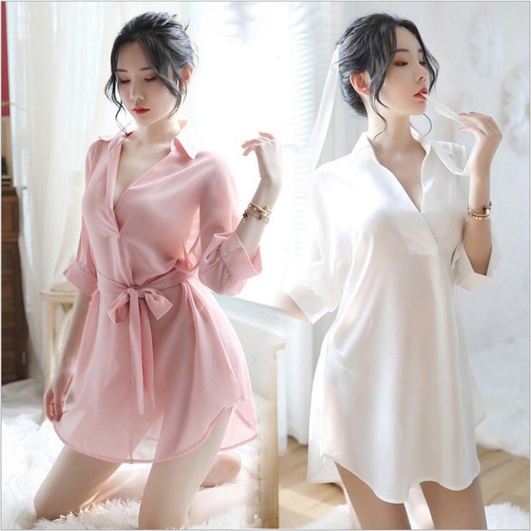 Blackpink Lingerie Wanita Bahan Lace Baju Tidur Transparan Berkerah Import 1180