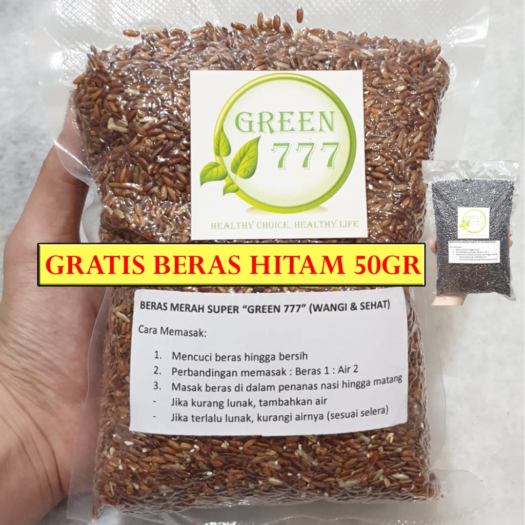 (BISA COD) (FREE B.HITAM) Beras Merah Organik 1 Kg Green 777 1kg Super Premium Quality Sehat Diet Mpasi (VAKUM)