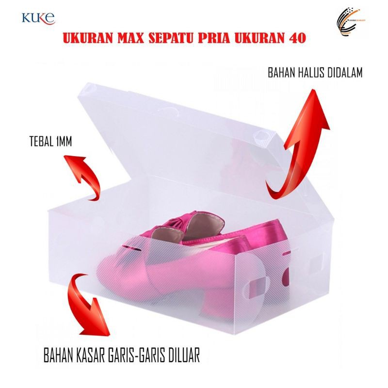 LL1 Kotak Sepatu Plastik Transparan Box Spatu Lipat Bening | Rak Sepatu Susun Organizer | Shoe Rack