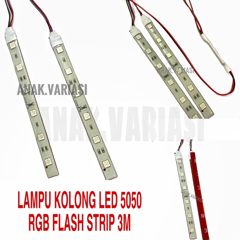 LAMPU KOLONG 12CM STRIP 3M LED 5050 RGB I LAMPU LED 5050 RGB I DRL LED KOLONG RGB LAMPU MOTOR