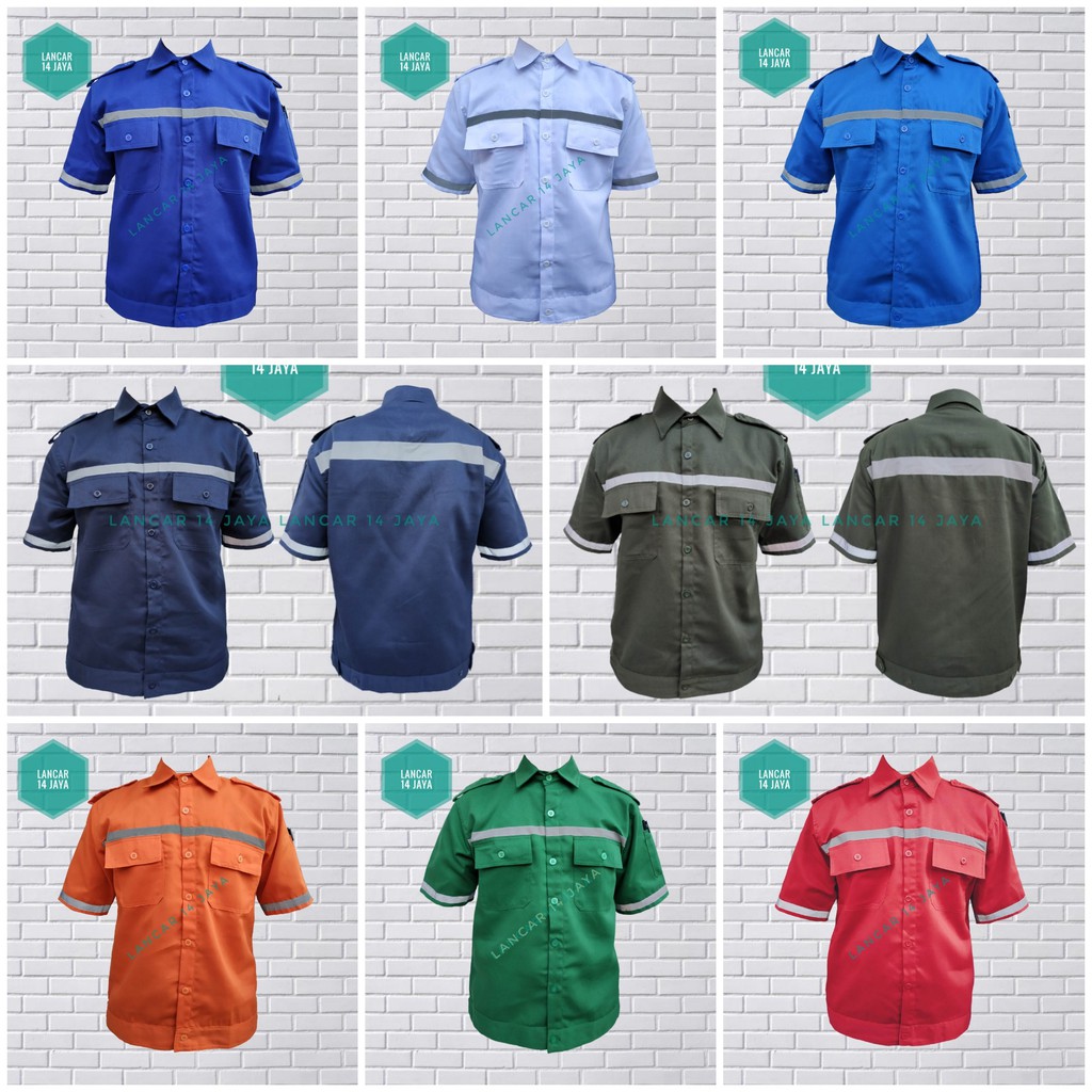 Atasan Kerja Lengan Pendek / Kemeja Safety Pendek / Wearpack Safety / Setelan Baju Kerja / Baju Proyek / Baju Bengkel