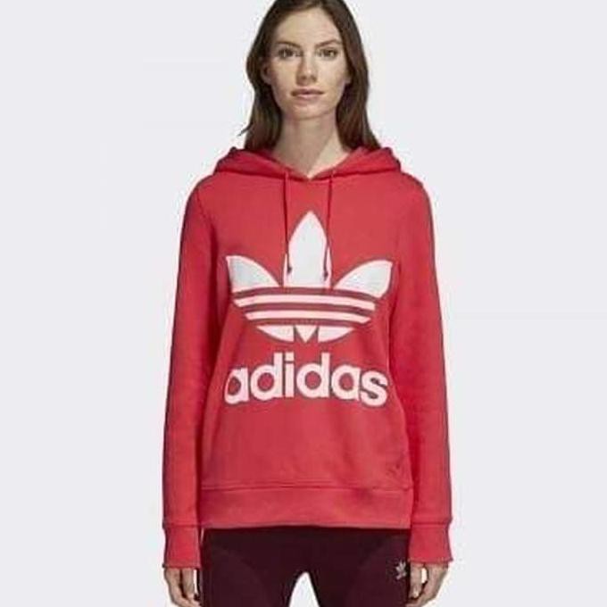 ❤️❤️ MURAH JAKET HOODIE WANITA❤️❤️ ADIDAS ORIGINAL TREFOIL HOODIE PINK WHITE WOMEN