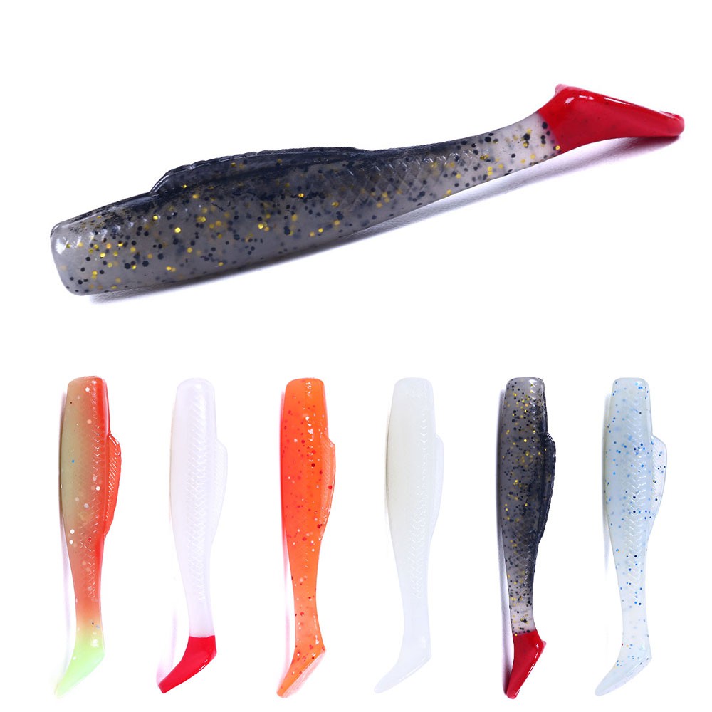 HENGJIA 6pcs /Box 80mm 5G Umpan Pancing Ikan Lembut Ukuran T Tail Floating soft lures Luminous Soft Baits