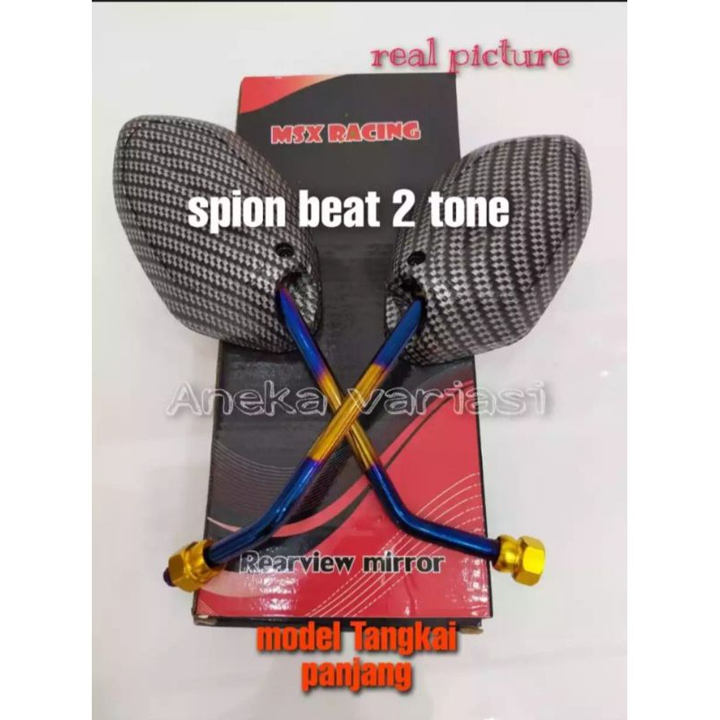 spion karbon two-tone Honda beat Vario Scoopy dll tangkai panjang universal