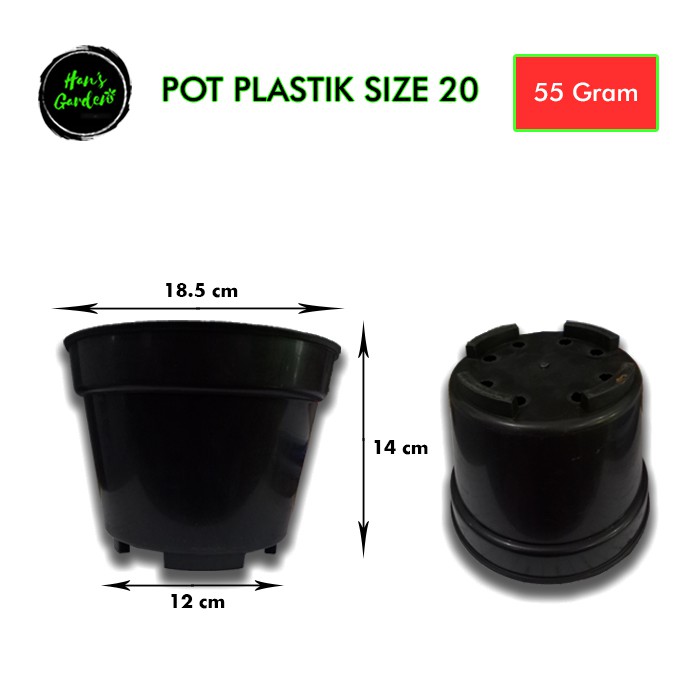 Pot 20 cm hitam pot bunga plastik grosir murah