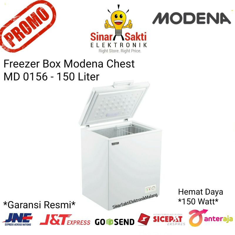 Freezer box modena Chest Lemari Pembeku MD 0156 W 150 L Liter 150L Malang