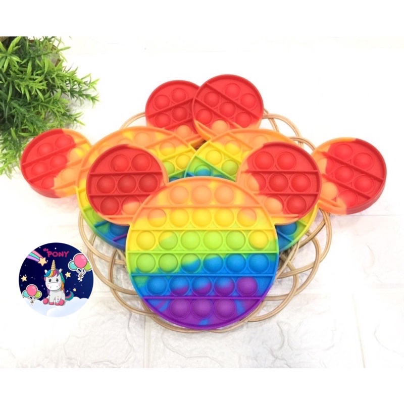 POP IT FIDGET/mainan viral tiktok/mainan pop it/mainan sensorik-Mickey Rainbow