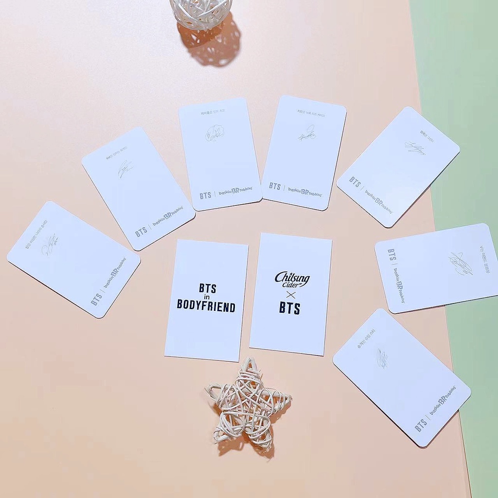7pcs Kartu Lomo Foto Kpop BTS Bangtan Boys Baskin Robins / Chilsung / Bodyfriend