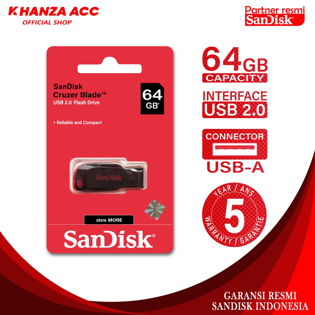 KHANZAACC FLASHDISK SANDISK 64GB CRUZER BLADE