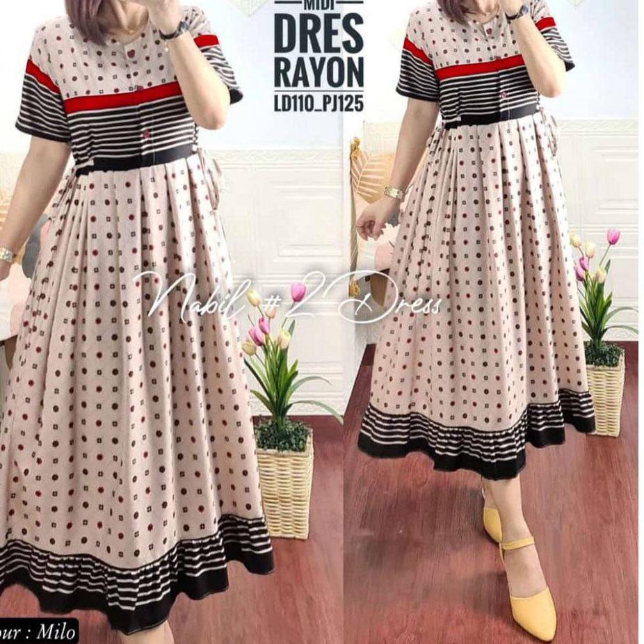 Barang Pilihan.. [Bisa COD] Midi Dress chibi Rayon Premium Daster wanita terbaru 2022 viral kekinian