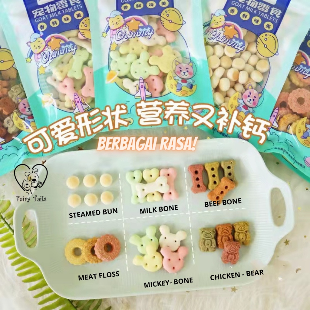 [ORIGINAL] [KEMASAN BARU] [UPGRADED FORMULA] Snack Kalsium Biskuit Anjing Treat Stick Cemilan Sehat Dari Daging Buah Susu Kambing dan Sayur Segar / Dog Snack Dental Calcium Chicken Beef Salmon Fruits Vegetable Tablet Biscuit | Makanan Fresh Meat Food