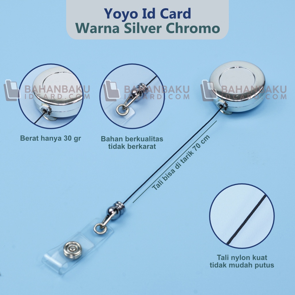 yoyo id card silver chrome / yoyo nametag / yoyo resin silver