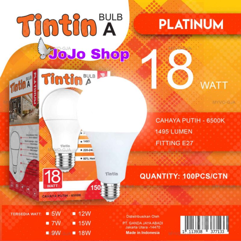 Jual Lampu Led Buld A Tin Tin Platinum Watt Cahaya Putih Shopee Indonesia