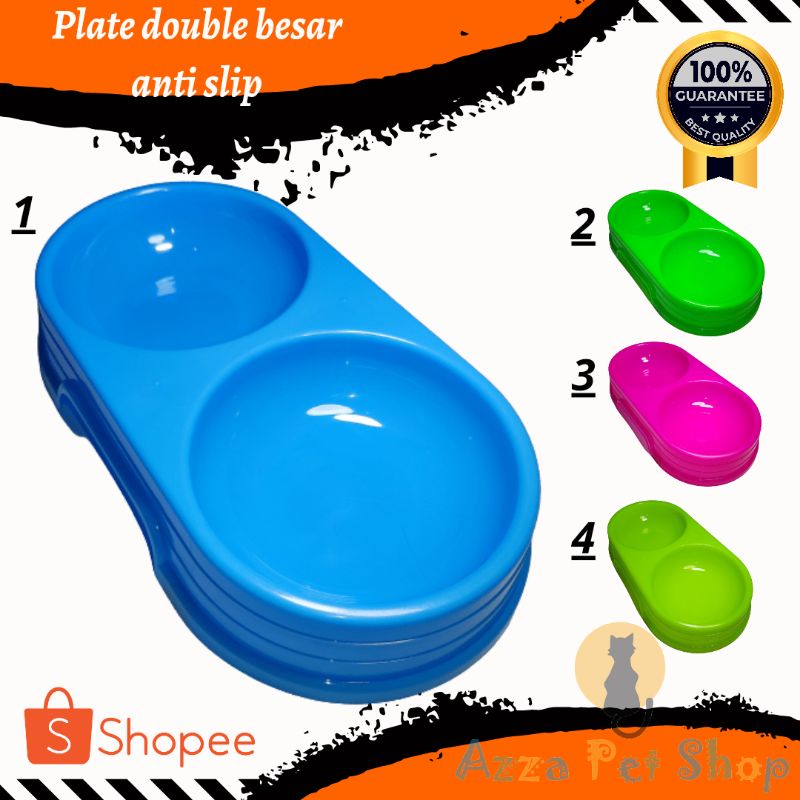 plate double anti slip/ wadah pakan dan minum hewan