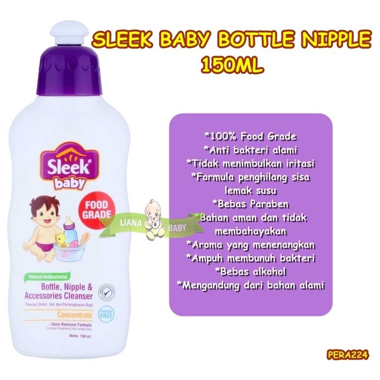 PERA224 SLEEK BABY BOTTLE NIPPLE SABUN CUCI BOTOL BAYI 150ML exp 12/2024