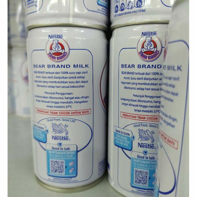 Susu Bear Brand Nestle Susu Steril - Bear Brand Milk 189ml - Susu Sapi Murni Kaleng