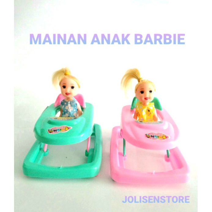 MAINAN BABY WALKER ANAK BARBIE/BABY WALKER MINI/MAINAN PERLENGKAPAN BARBIE/ BAYI BARBIE/MAINAN IMUT