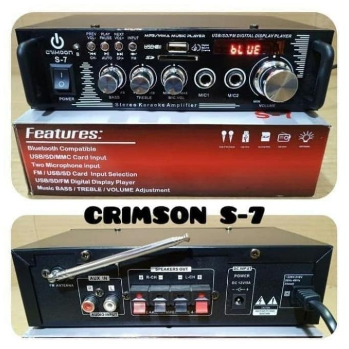 AMPLIFIER MINI CRIMSON S 7 BLUETOOTH USB KARAOKE AC/DC .