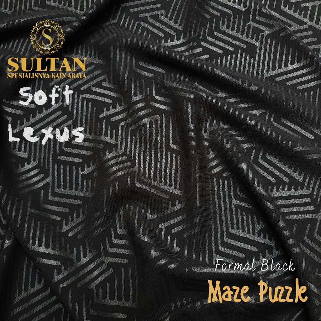 50CM EMBOS PUZZLE MAZE KAIN SOFT LEXINA FORMAL BLACK/ HITAM PEKAT KAIN ABAYA SULTAN (BAHAN FORMAL JE